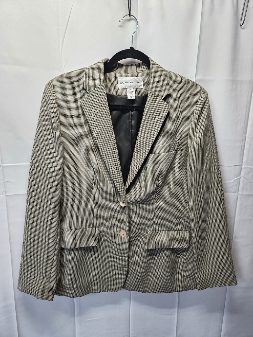 Evan Picone Vintage Green Houndstooth Women's Blazer Euc
